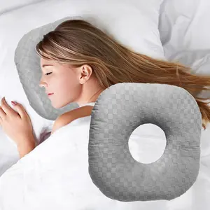 Ear Hole Design Sleeping Pillow, 1 Count Comfortable O-shaped Pillow for Side Sleepers, Soft Neck Pillow for Home Bedroom Dormitory, Bedding Supplies