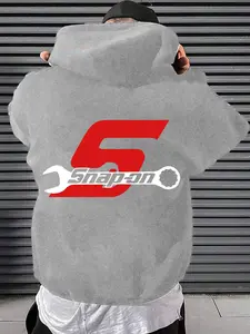 Men‘s SNAP-ON Graphic Hoodie, Black Pullover with Red Back Print and White Wrench Logo for Mechanics and Casual Workwear Style