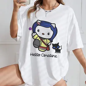 Hello Coraline T-Shirt A cute and stylish tee inspired by the beloved Coraline aesthetic. Featuring a charming “Hello Coraline” graphic, this unisex shirt is soft, comfy, and perfect for everyday wear, fandom outfits, or Valentine’s Day gifts. Made with b