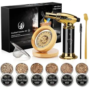 THE WELL KEPT Cocktail Smoker Kit with Torch,Whiskey  Kit,Bourbon/Drink/Old Fashioned  Kit with 6 Flavor of Wood Chips,Christmas Gifts for Men,Husband,Dad (No Butane)