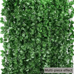 Artificial Ivy Wreath, UV Resistant Leaves, Hanging Vine Decor, Home Kitchen Wedding Party Garden Wall Room Decoration, Fake Ivy Vine, Fake Indoor Plants, Artificial Faux Plants