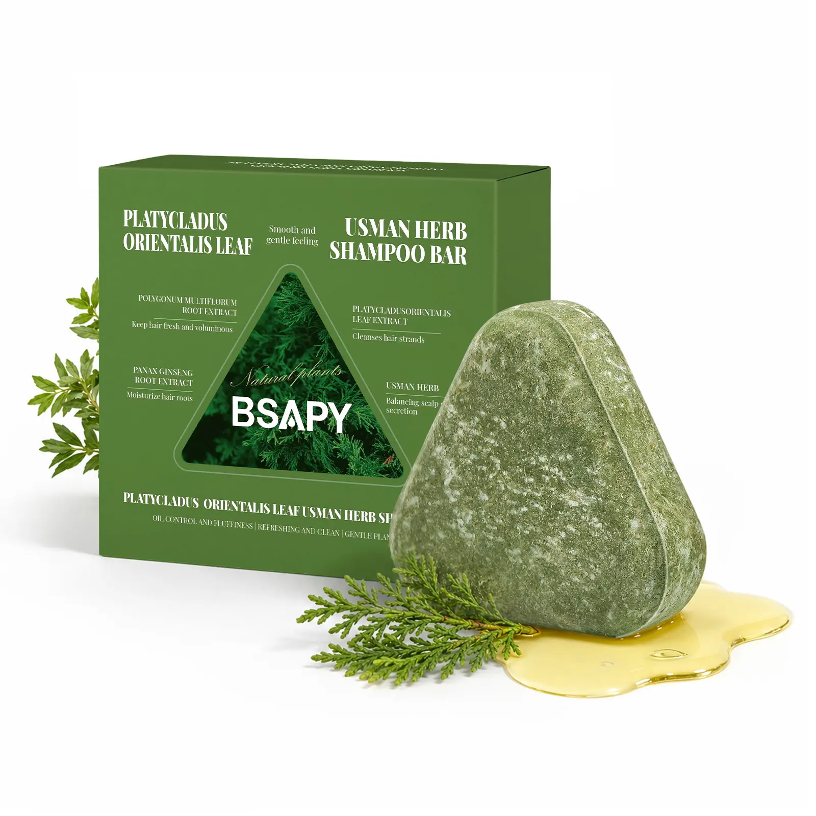 BSAPY Anti Hair Loss Shampoo Bar – DHT Blocker with Polygonum, Ginseng & Tea Tree, Strengthens Roots, Reduces Hair Fall, for Thinning Hair, Sulfate-Free, Herbal Hair Growth Soap 120g Haircare Cleansing Conditioner Biotin Hair Conditioner Bar, Cleanser, Na