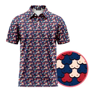 Merica Boob Golf Polo Shirt for Men – Funny Patriotic USA Party Polo