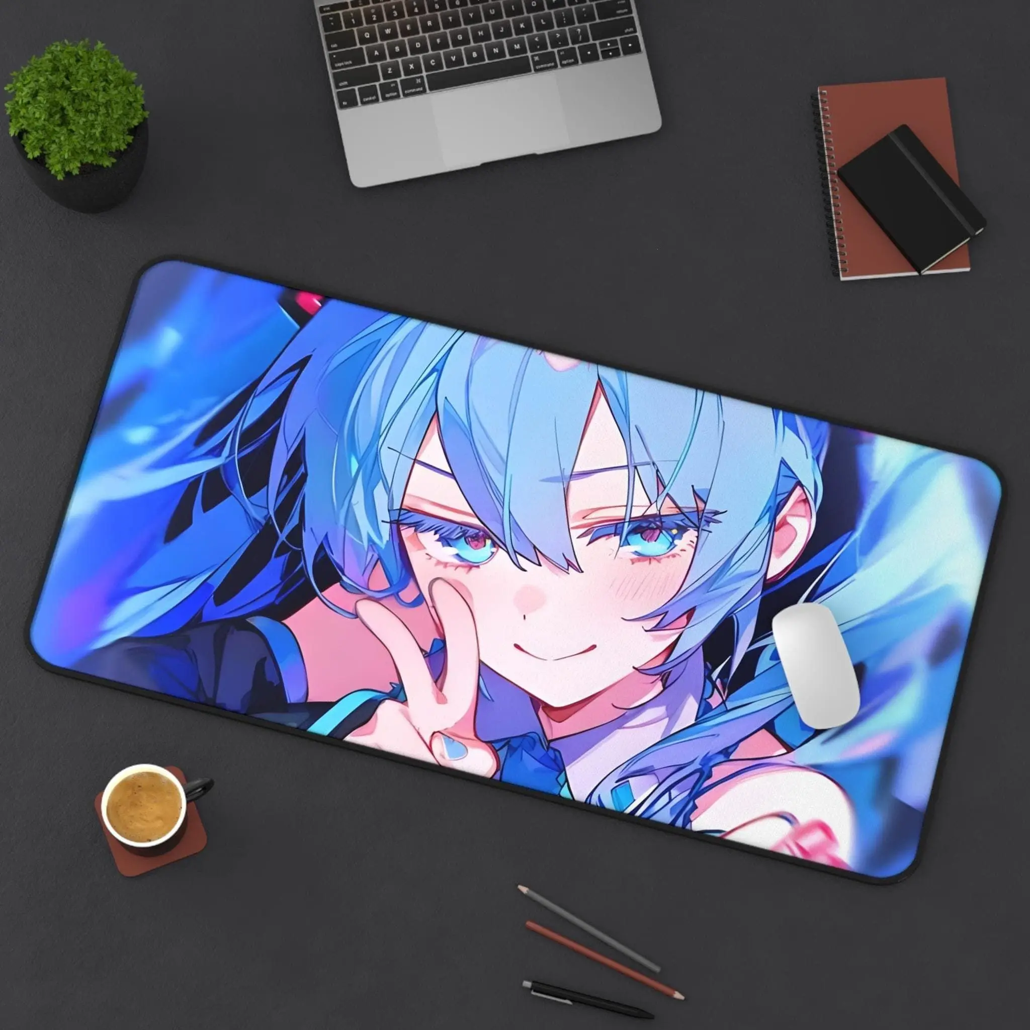 Cool Hatsune Miku Desk Mat | Cute Gamer Mouse Pad | Anime Office Decor | Kawaii Workspace | Otaku Gift Idea