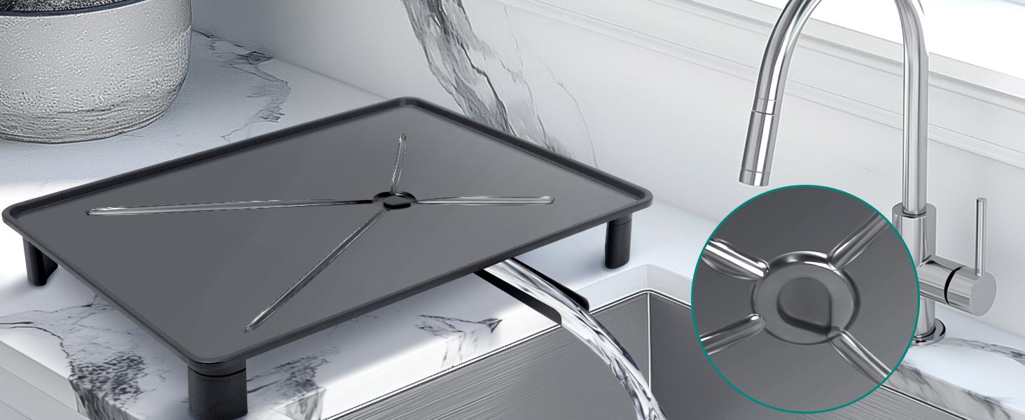 [New Deal] Dish Drying Rack for Kitchen Counter,Space-Saving Dish Rack with Drainboard,Rustproof Countertop Dish Drainer with Utensil Holder for Sink,Black