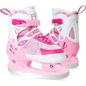 Adjustable Ice Skates, Ice Skating For Kids, Boys And Girls, Hockey Lace-Up Skates - Soft Padding And Reinforced Ankle Support With 4 Sizes Adjustments, Winter, New Year Gift.