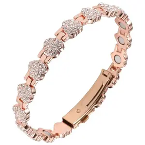 Pure Copper Bracelets for Women,Ultra Strength Magnetic Bracelet with 3800 Gauss Magnets & Sparkling Cubic Zirconia, Adjustable Charm BraceletRecommended for wrists between 7.48 inches and 9.45 inches. Elegant Bangle