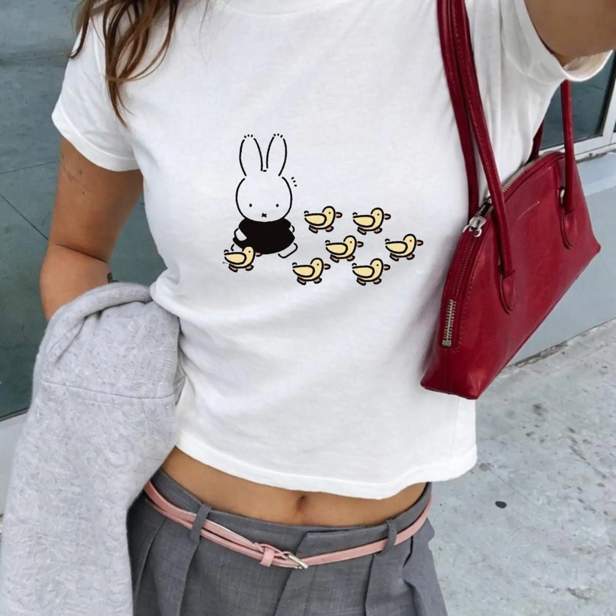 Cute Miffy Tee White Cotton Y2K Cute Miffy Tee White Cotton Y2K