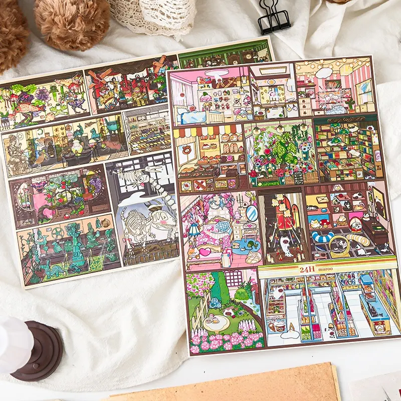 4 Sheets/bag Sticker Pack, Pet Material, Rilakkuma Series Convenience Store & Museum Theme, Hand Account Stationery Decorative Stickers, Art Stickers, Scrapbooking, Crafts, Scrapbook Accessories