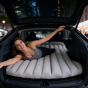 Premium Inflatable Car Mattress for Tesla SUVs & Pickup Trucks, 6.4ft Portable Foldable Air Bed with Ergonomic Design, Perfect for Camping, Travel, RV, Vans and Trunk Sleeping