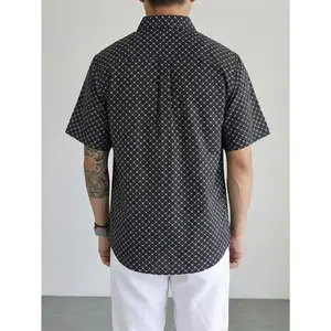 Summer Beach Shirt for Men - Tropical Palm Tree Print Short Sleeve Button Down - Breathable Linen Vacation Outfit