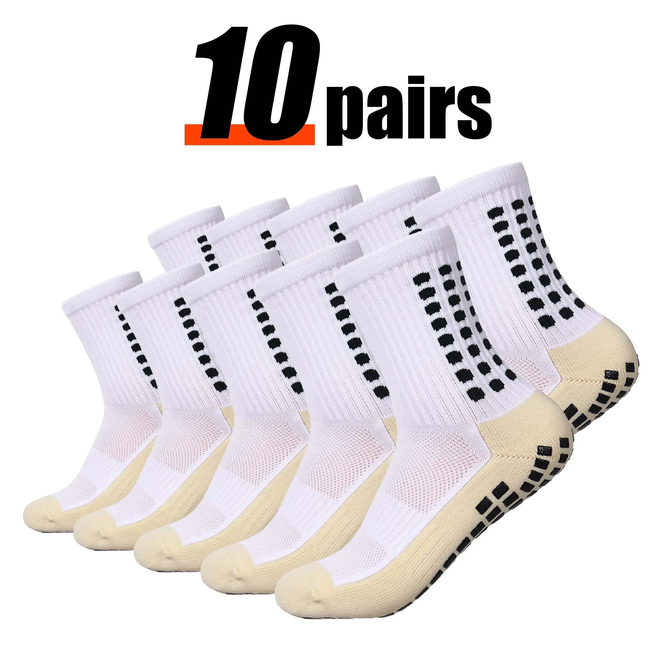 Lpxpass All-Season Cushioned Sports Socks for Men & Women - 3/6/10 Pairs, Fast-Drying, Moisture-Wicking, Breathable, Non-Slip Silicone Gripper Socks for Football, Outdoor Training, Fast-Drying Sports Socks