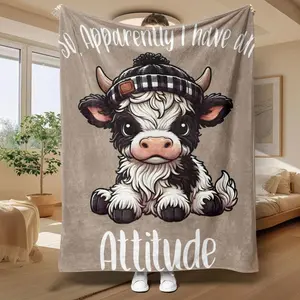 Cartoon Cow Pattern Blanket, 1 Count Soft Comfortable Throw, Air-conditioned Room Blanket, Warm Nap Blanket for Home Office, Gift for Friend and Family, Comfy Blanket