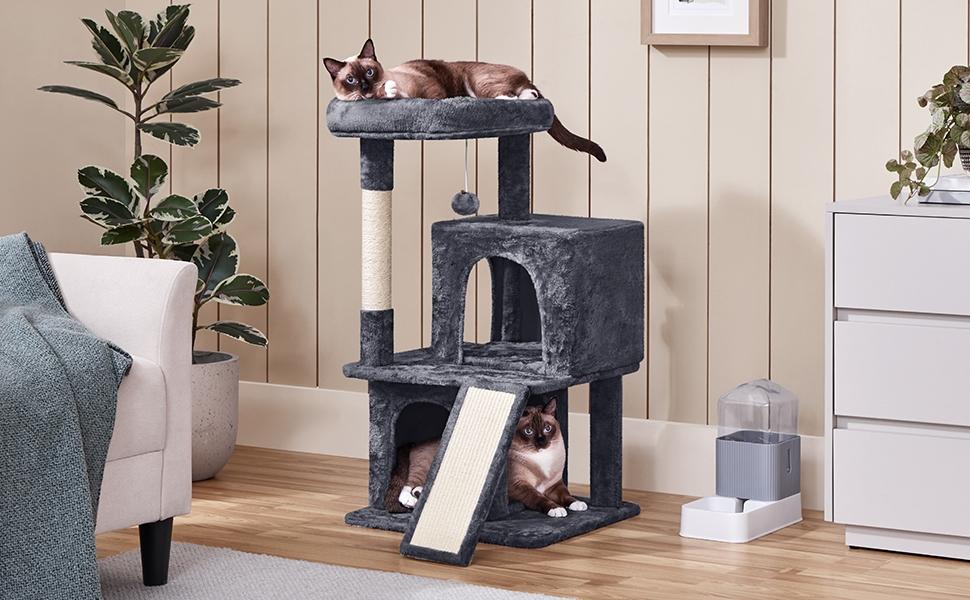 Yaheetech 36″ Height Cat Tree Multilevel Cat Tower with Double Condos, Scratching Post & Board, Sturdy Particleboard, Suitable for Small/Medium Cats Yaheetech 36″ Height Cat Tree Multilevel Cat Tower with Double Condos, Scratching Post & Board, Sturdy Particleboard, Suitable for Small/Medium Cats
