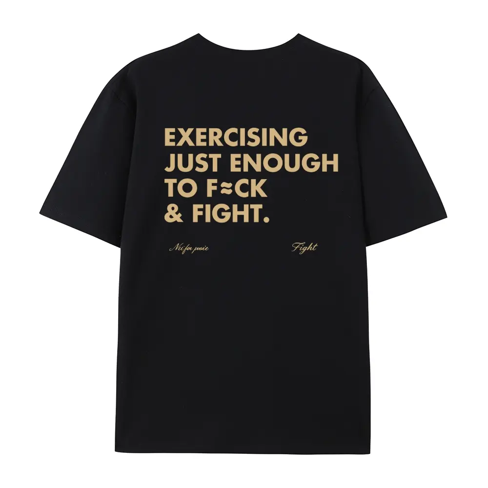 Funny Graphic Back Print T-Shirt, Unisex Oversized Short Sleeve Top in Breathable 100% Cotton for Gym Workout & Streetwear