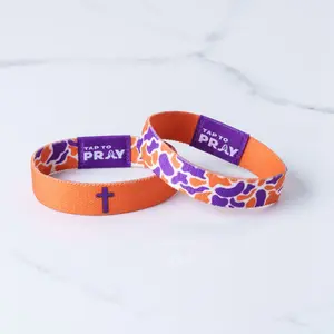 Tap To Pray® Wristband – Team Camo - Orange & Purple