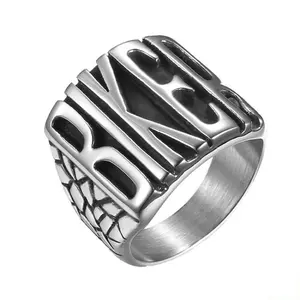 Road Biker Punk Ring Titanium Steel Polished Biker Motorcycle Rider Men's Ring Ocean Style Mystery Jewelry Set