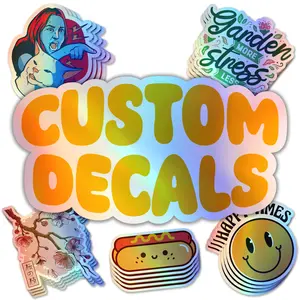 VulgrCo Custom Holographic Stickers - Personalized Die Cut Decals for Fun Business Weddings Birthdays Gifts Waterproof Dishwasher Safe Modern Rainbow Holographic Material