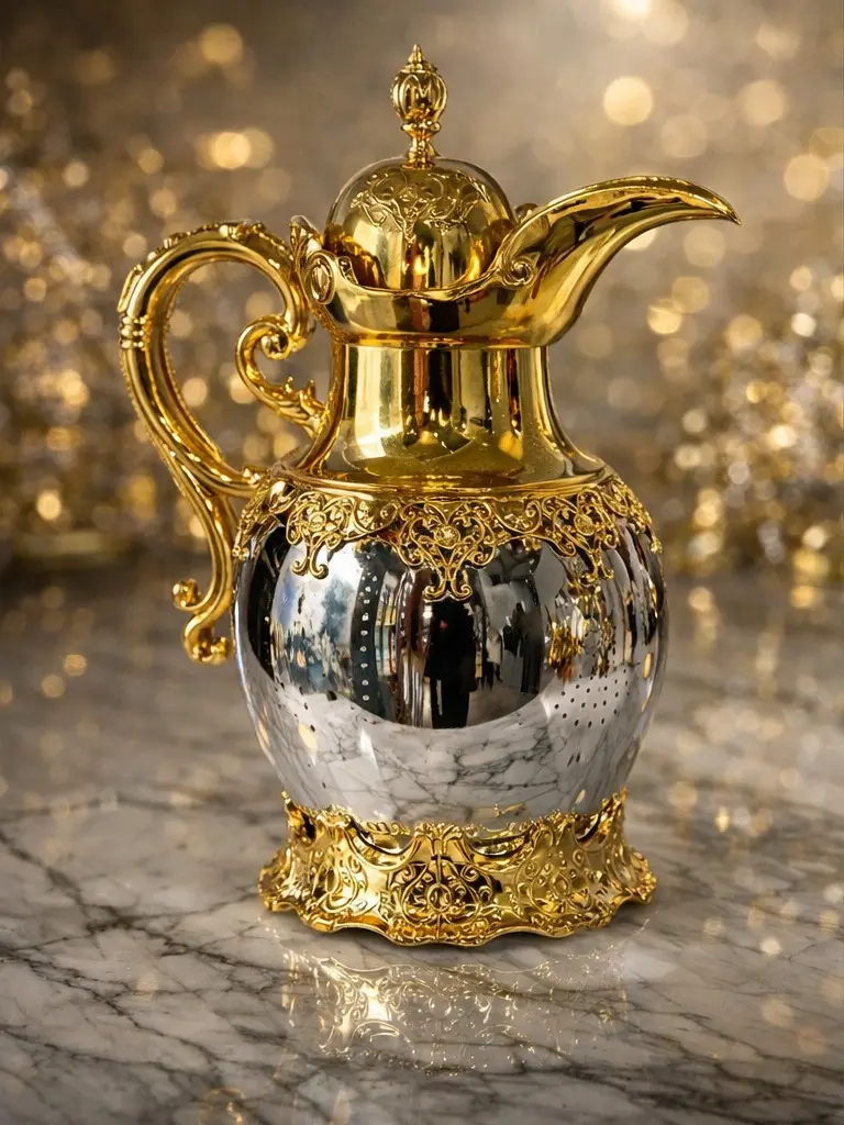 Royal Gold & Chrome Tea/Coffee Thermos