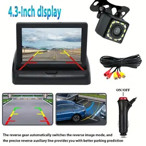 10.92cm 12LED Night Vision Car Backup Camera with Foldable LCD Display, 480P HD Video Resolution, Car Plug Powered Fit for Enhanced Rear View Safety, Night Vision Camcorder
