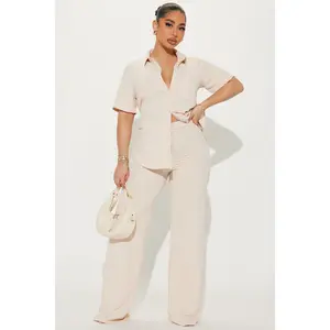 Makenzie Short Sleeve Pant Set - Oatmeal Makenzie Short Sleeve Pant Set - Oatmeal