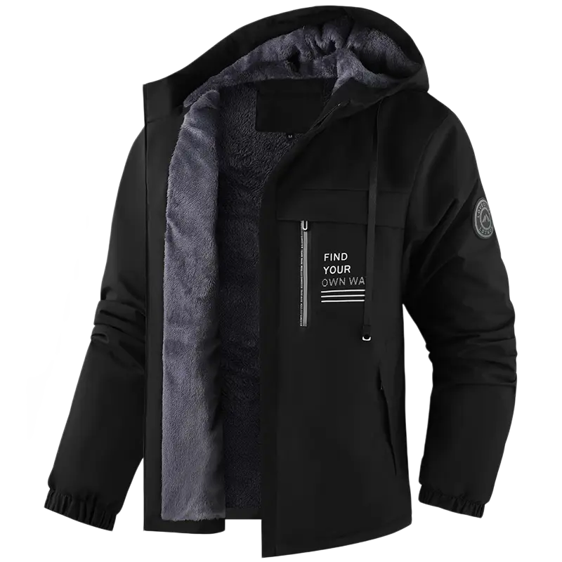 Men's fleece hooded lined jacket — a comfortable, warm casual jacket suitable for everyday winter wear and outdoor activities