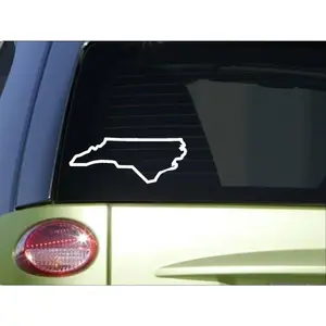 North Carolina State Outline *I098* 8" Sticker decal state flag