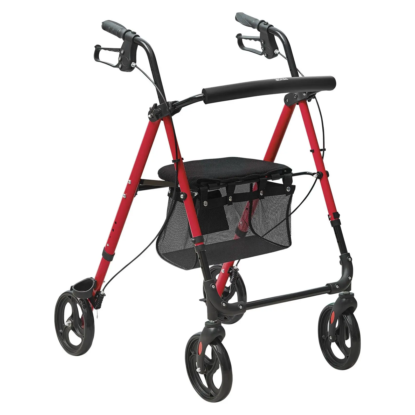 【Summerfinds】VEVOR Rollator Walker for Seniors and Adult, Lightweight Aluminum Foldable Rolling Walker with Adjustable Seat and Handle, Outdoor Mobility Rollator Walker with 8" All Terrain Wheels, 300LBS Capacity