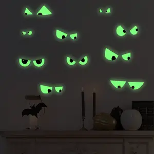 2 sets of luminous Halloween eyes window stickers removable luminous fluorescent window stickers Halloween wall stickers suitable for Halloween stairs stickers home wall window decoration