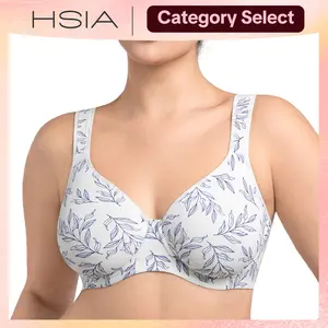 HSIA Joan Comfortzone Unlined Plus Size Full Coverage Underwire Minimizer Bra Reduces 1.5 Cups Wider Adjustable Cushioned Straps U Shaped Back Smoothing Soft Naked Feel Seamless T-Shirt Bra for Big Bust Women Daily Wear Shaping Support Lingerie