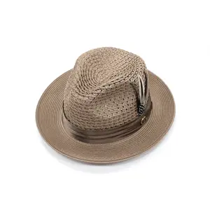 Men's Solid Camel Poly Braid Fedora By Bruno Capelo JU-904