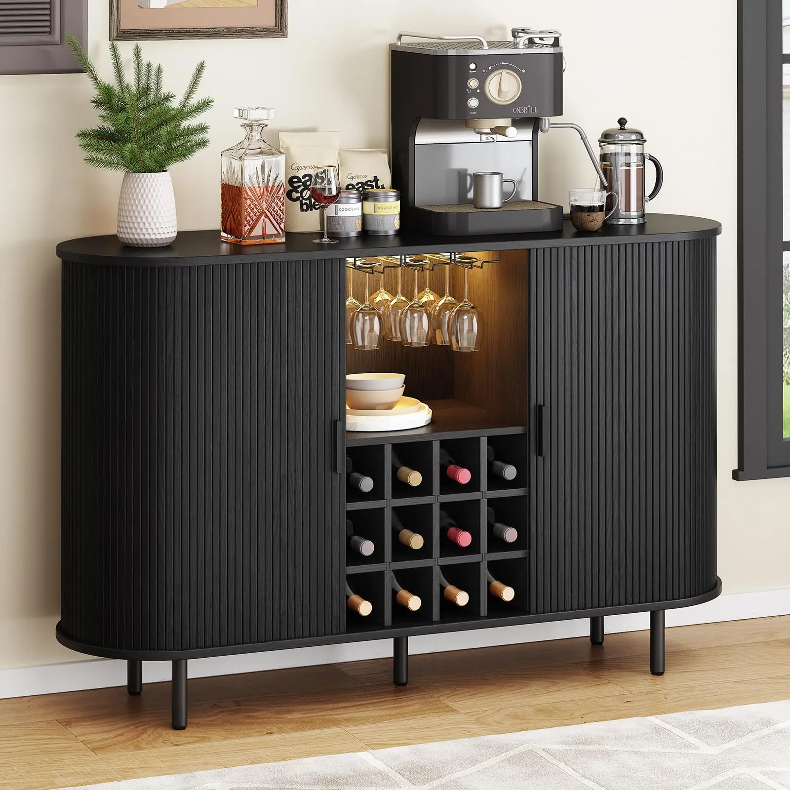 Wine Bar Cabinet-Black