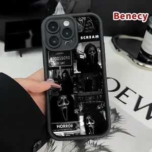 Ghostface's Realm Pattern TPU Phone Case for iPhone 17 Pro Max 16 16e 15 14 Plus 13 12 Mini 11 Air XR X XS Shockproof Drop Protection Rugged Durable Silicone Cover Cellphone Protective Casing