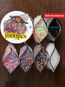 1000 Pcs Cute Colorful Hair Ties, Abs Disposable Hair Bands, Spring Colors, Perfect for Girls Daily Wear, Back-To-School Gift Pack, Hair Accessory