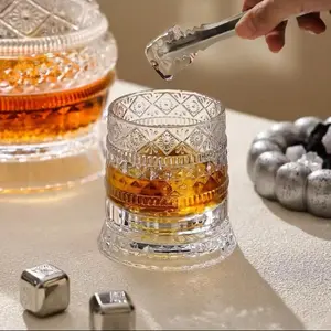 2-Pack Star-Cut Colored Light Whiskey Glasses, European Barware with 360° Rotating Luxury Spin, Stress-Relief Drinkware, Elegant Valentine's Gift for Him