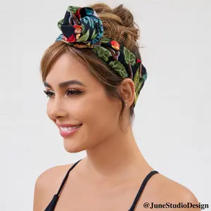 Extra Wide and Long Wired Cotton Print Headband, Hair Scarf, Hair Accessories for Women & Girls, Girlfriend Gifts, Hairstyles Ideas, Non-slip Wide Hair Band, Bandana, Knotted Headband, Workout Headband, Handmade, Vintage, JuneStudioDesign