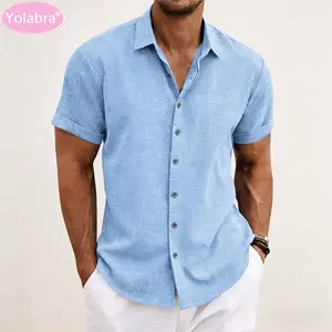Men Cotton Linen Short Sleeve T Shirt Loose Fit Solid Color Lightweight Breathable Soft Fabric Comfortable Casual Style Beach Wear Vacation Outfit Plus Size Simple Classic Daily Matching Summer Top High Quality Durable Stitching Fashion Male Clothing