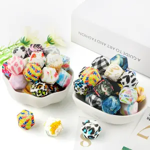 30pcs 14mm Silicone Hexagonal Printed beads Various Colors of DIY Accessories Suitable for DIY Creative Necklaces Bracelets and Beaded pens