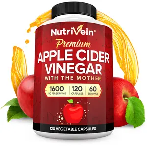 Nutrivein Apple Cider Vinegar Capsules - 1600mg - 120 Vegan Pills - Supports Healthy Diet, Digestion, Keto, Cleanser Supplements
