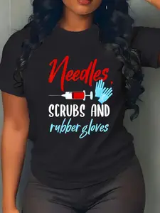 100% cotton Phlebotomist Needles Scrubs Gloves Phlebotomy Tech Nurse T-Shirt casual Fashion graphic tees for women women graphic shirts