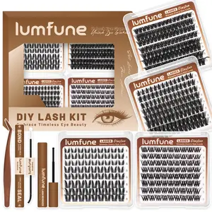 Lumfune - DIY Lash Extension Kit with 4 Styles Cluster Lashes – Bunny, Fairy, Volume & Natural | Easy At-Home Application | Bond & Seal, Lash Remover & Tweezers Included
