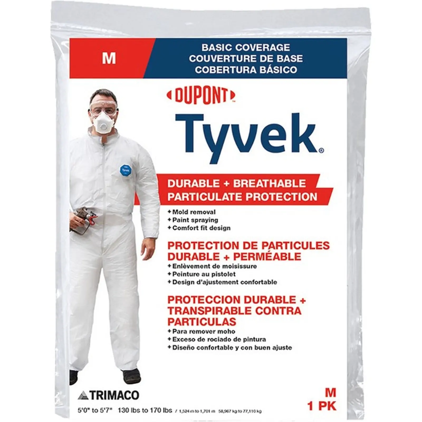 Trimaco 14121 Med No Elastic Tyvek Coveralls-1PK LANC-205658