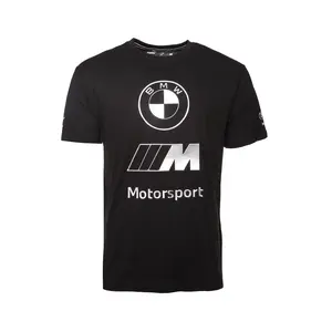PUMA Mens Bmw M Motorsport Stacked Lux Logo Crew Neck Short Sleeve Casual Tops Casual - Black