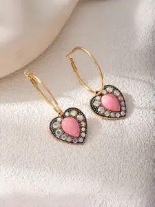 Vintage Heart Gemstone Earrings, Rhinestone Heart Pendant Earrings for Women, Bohemian Style Multicolor Ear Jewelry