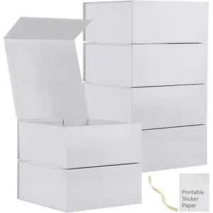6 Pack White  Boxes With ,9x9x4 Inch Bridesmaid Proposal Box And Printable Stickers,Proposal Boxes With Ribbon For Wedding, Packaging, Present, Birthday