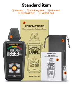 POROMETISTO-ET01Pro 5-in-1 Electromagnetic Radiation Detector, Tri-Axis Sensor EMF Meter, High Frequency 30MHz~8GHz,Temp Humidity Radiation Tester for Home Office Industrial Use