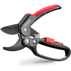 Ratchet Pruning Shears, Professional Garden Clippers, Increases Cutting Power 3x, Sharp Gardening Scissors, Cutting Rose, Flower, Hedge, Stem, Tree, Perfect for Weak Hands & Arthritis