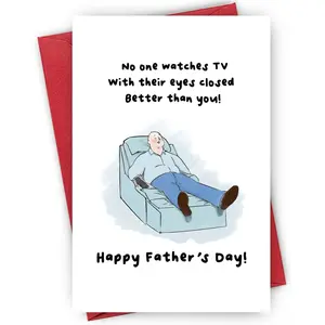 Greeting Card, Cartoon Illustration Card with Envelope, Humorous Greeting Card for Father, Birthday Gift for Dad, Funny Dad Card