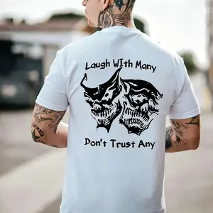 Laugh with Many, Don’t Trust Any Skulls Print Men's T-Shirt, Gift For Him, Gift For Her, Trending Shirt
