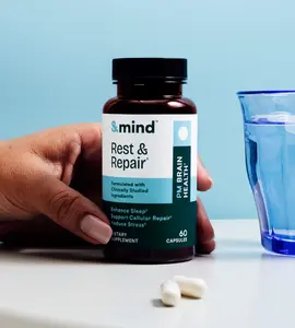 &Mind Sleep & Recovery PM Brain Health Supplement - Natural Sleep Aid with Magnesium, L-Theanine & Lemon Balm